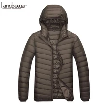 Сверхлегкий зимний 90% утиный пух модный брендовый складывающийся пуховик мужской уличная пуховая куртка с капюшоном мужская одежда