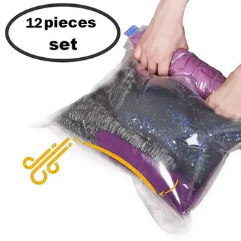 

12pcs/set Vacuum Bag Storage Bag Home Organizer Border Foldable Clothes Organizer Seal Compressed Travel Saving Bag Package 1.13