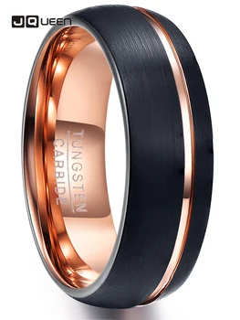 

JQUEEN 8mm Tungsten Carbide Rings Comfort Fit New Cool Charming Men's Fashion Jewelry Wedding Band Tungsten Steel Ring
