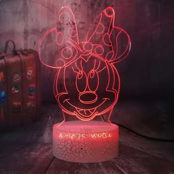

Cute Minnie Mouse Figure Head Led 3d Night Light Touch Sensor Colorful Child Kids Bedroom Sleep Nightlight Decor Girl Xmas lamp