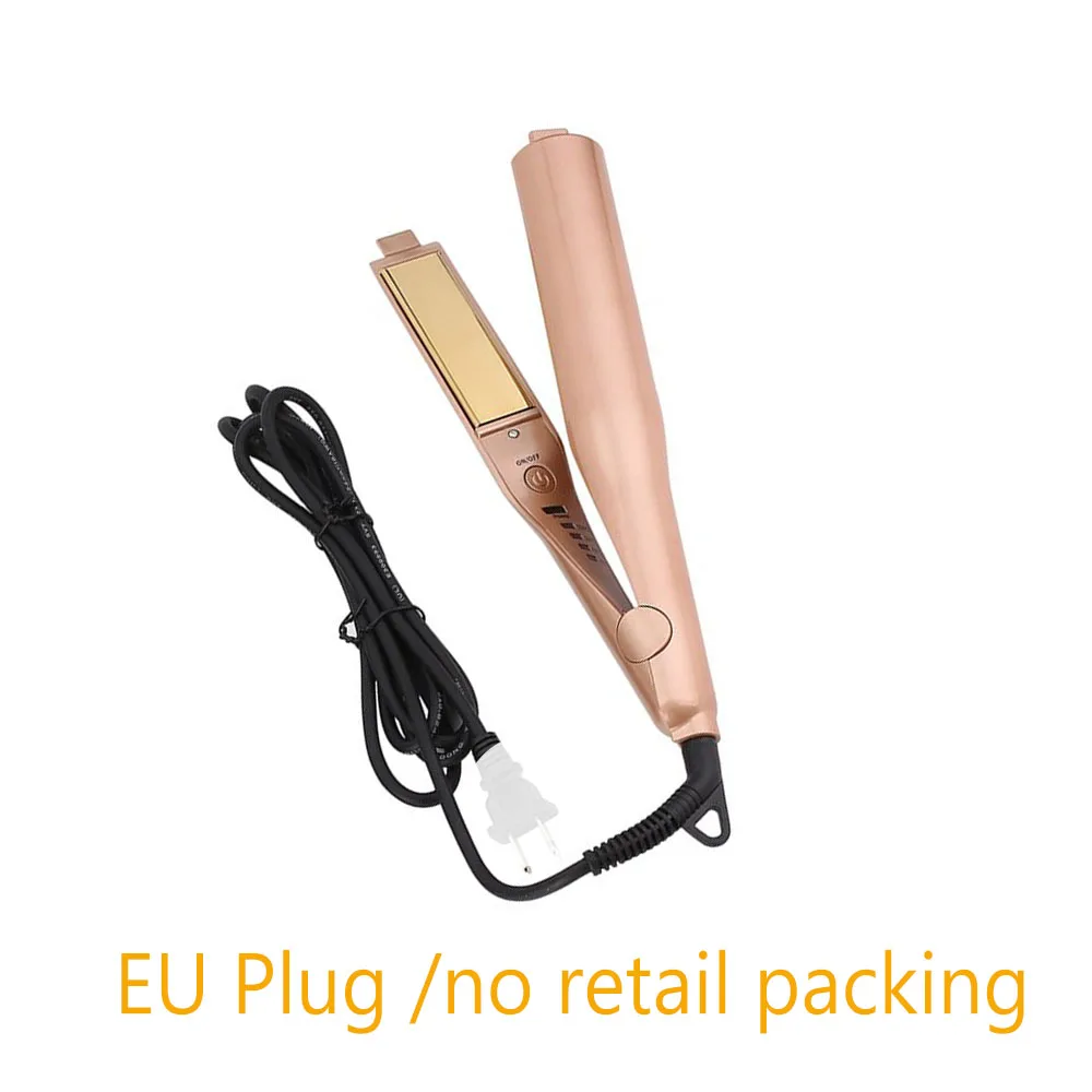 EU Hair curler only Профессиональные бигуди для волос золото 2 в 1 выпрямление утюжок для завивки волос щипцы для завивки волос Салон Качество завивки волос - Цвет: EU Hair curler only