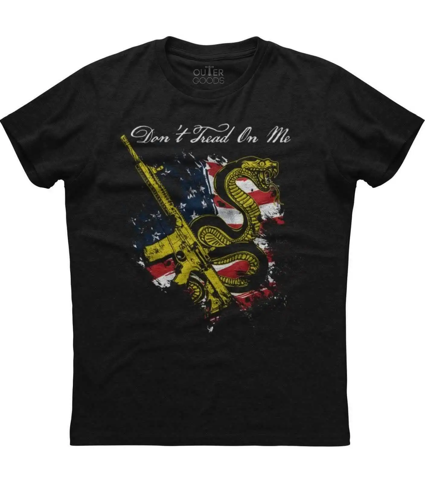 

Don't Tread on Me. Rattlesnake Gun American Flag Patriotic T-Shirt. Summer Cotton Short Sleeve O-Neck Mens T Shirt New S-3XL