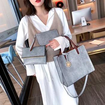

&35 Ladies Hand Bags Fashion Women's Outdoor Solid Color Three-Piece Leather Handbag Messenger Bag Handbag Leather Bags Women