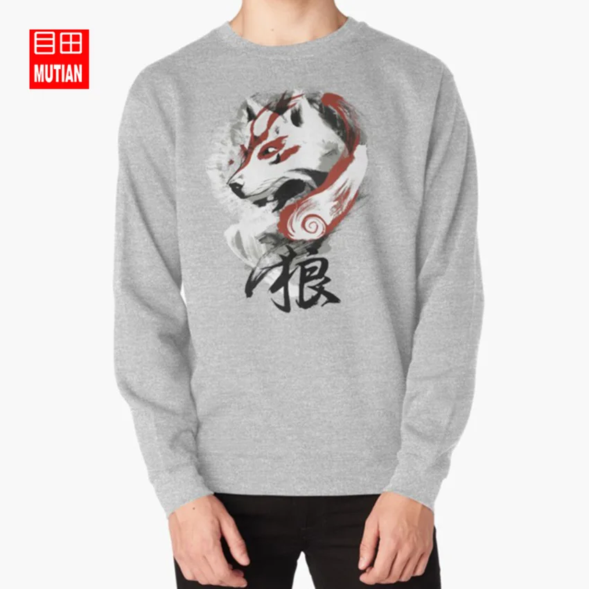 Волк толстовки кофты jimiyo Прохладный для мужчин женщин ретро painterly okami amaterasu - Цвет: grey-sweatshirt