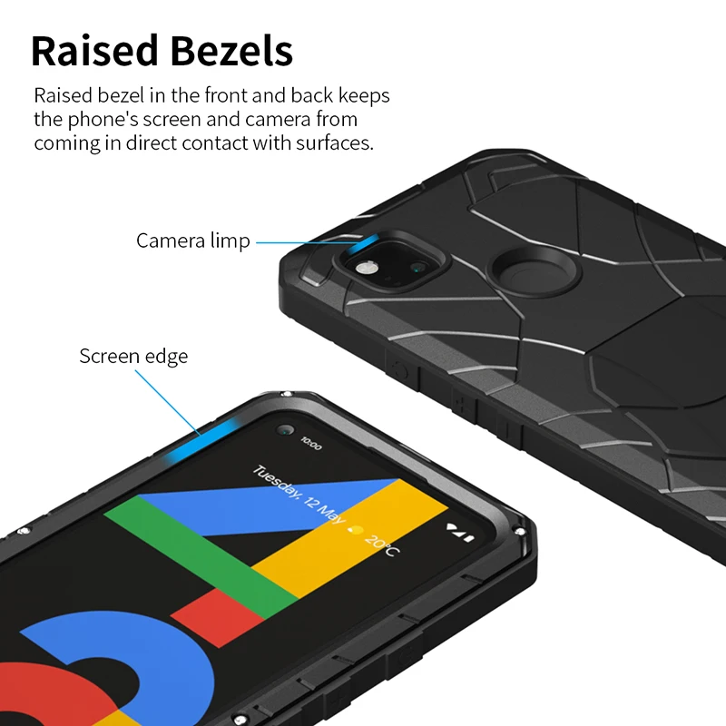 Для Google Pixel 4A 3A XL чехол из твердого алюминиевого металла закаленное стекло Защита