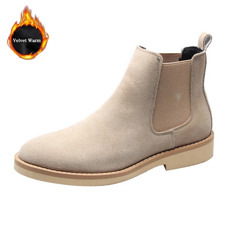 

Warm Big Size 39-47 Winter Shoes Men Chelsea Boots Plush Fur Mens Boots Leather Footwear Mens Chelsea Boots Sapato Masculino