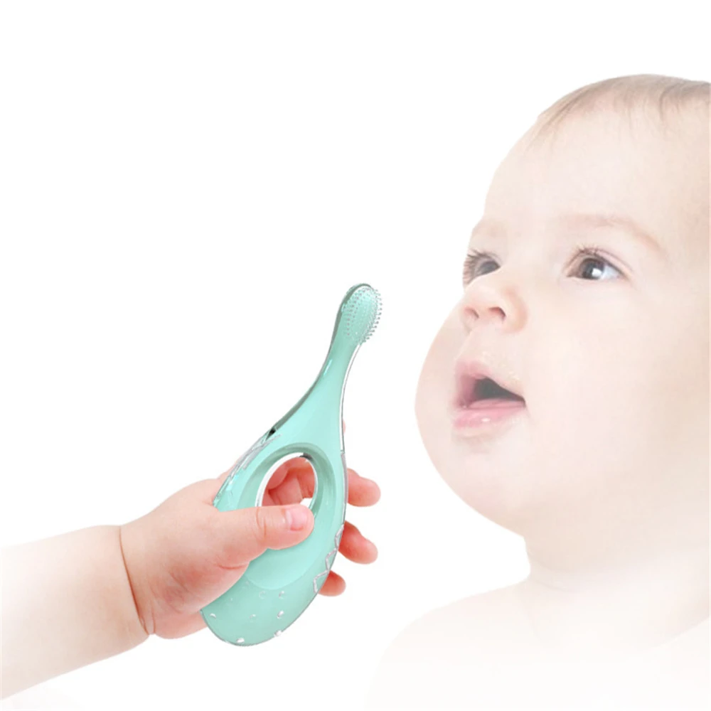 

Infant Baby Kids Soft Silicone Toothbrush Tongue Cleaning Brush Teether