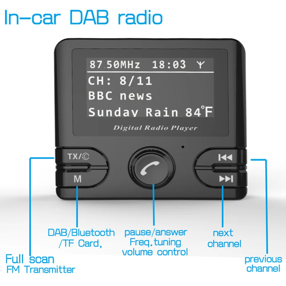 Мини FM передатчик выход радио приемник Цифровой Беспроводной DAB/DAB громкой связи Авто Аудио адаптер Музыка Bluetooth для автомобиля