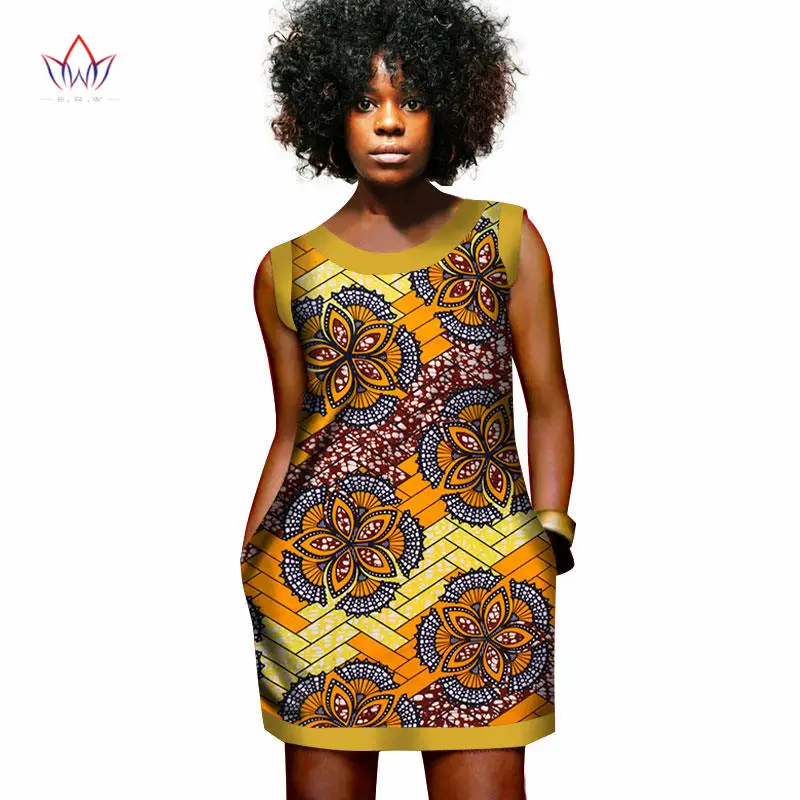 Летний Африканский Воск платья для женщин мини-платье жилет печатных Дашики Платья для женщин в африканском стиле Одежда с рисунком в африканском стиле Базен платье WY452 - Цвет: 6