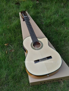 

Full Solid Handmade 39" Electric Acoustic Flamenco guitar With Solid Spruce/Solid Aguadze Body,Classical guitar With Pickup