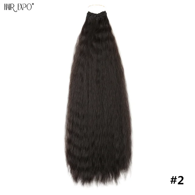 22”Synthetic Hair Extensions Soft Yaki Straight Crochet Hair Pre Looped Kinky Curly Ombre Braiding Hair Bundles Hair Expo City #2