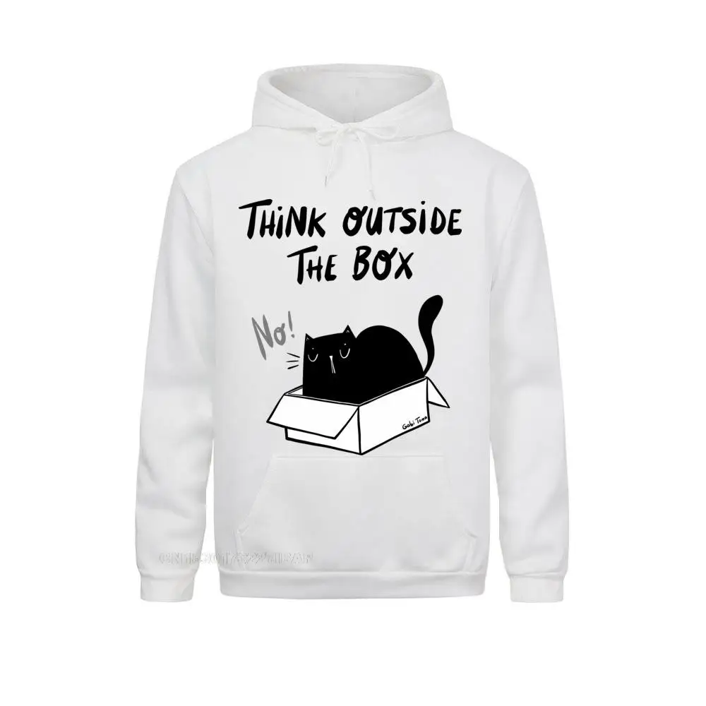 

Thinking Outside The Box Cat Funny Hooded Pullover Hip Hop Streetwear Camisas Harajuku Over d Sportswear For Men Drop Shipping