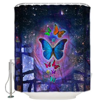 

Butterfly Dream Sky Shower Curtain Bathroom Curtain Polyester Fabric Bath Curtain Washable Home Bath Decor