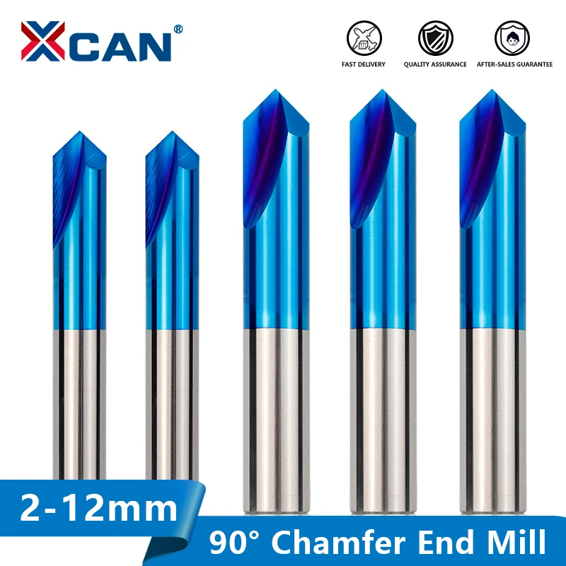 Chamfer End Mill 2-12mm 2 Flute Carbide End Mill 90Degree Carbide Milling Cutter 