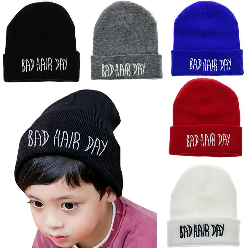 

Winter Warm Hat Christmas Toddler Kids Hat Baby Infant Cute Solid Color Knitted Hat Embroidery Letters Beanie Caps 0-8 Years