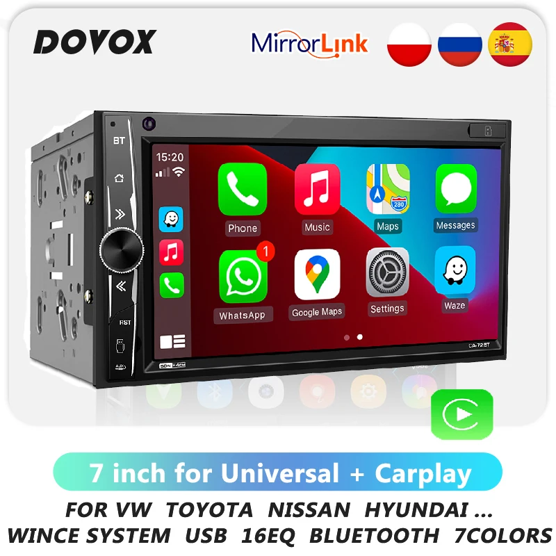 Car Radio 2din Touch Screen Apple Carplay AM FM Bluetooth Mirorr link Autoradio 7inch Universal 2 Din For Toyota Nissan Hyundai