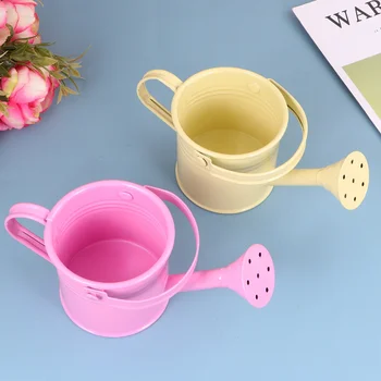 

2pcs Creative Watering Tin Simple Watering Pot Durable Iron Sprinkling Kettle Portable Can for Garden Home Plants Flower (Beige