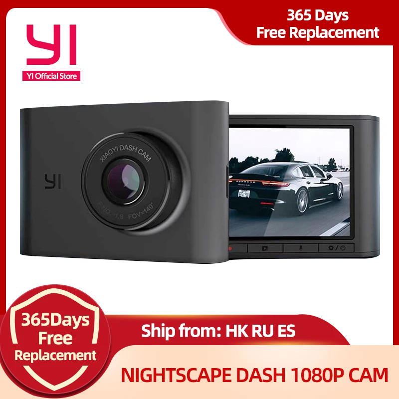 Видеорегистратор YI Nightscape Dash | Широкоугольный объектив 140 градусов 2.4&quot ЖК экран