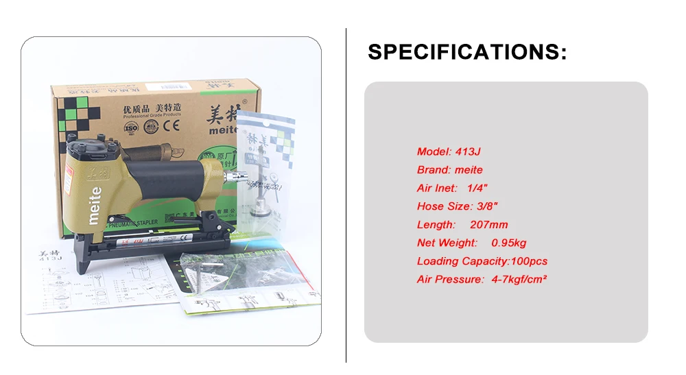 Meite 413j u-tipo pneumático pistola de pregos