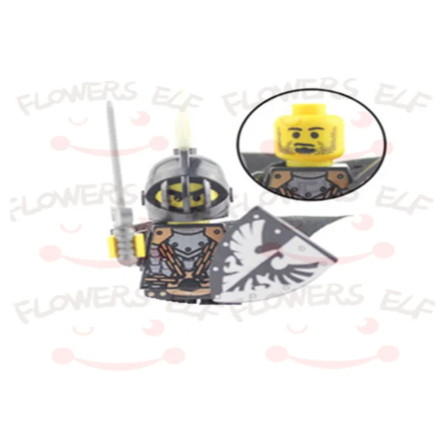 1PCS Blue Lion Red Green Dragon Knight Mini Two-person Villain Middle Age Assembling Building Blocks Children'sToy Medieval Knig 9808D