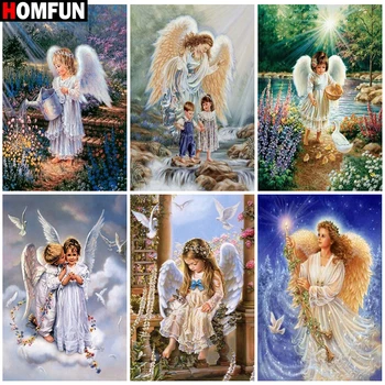 

HOMFUN Rhinestone Painting Crystal Decor Diy Diamond Painting "Angel child scenery" 3D Cross Stitch Pattern Diamond Embroidery