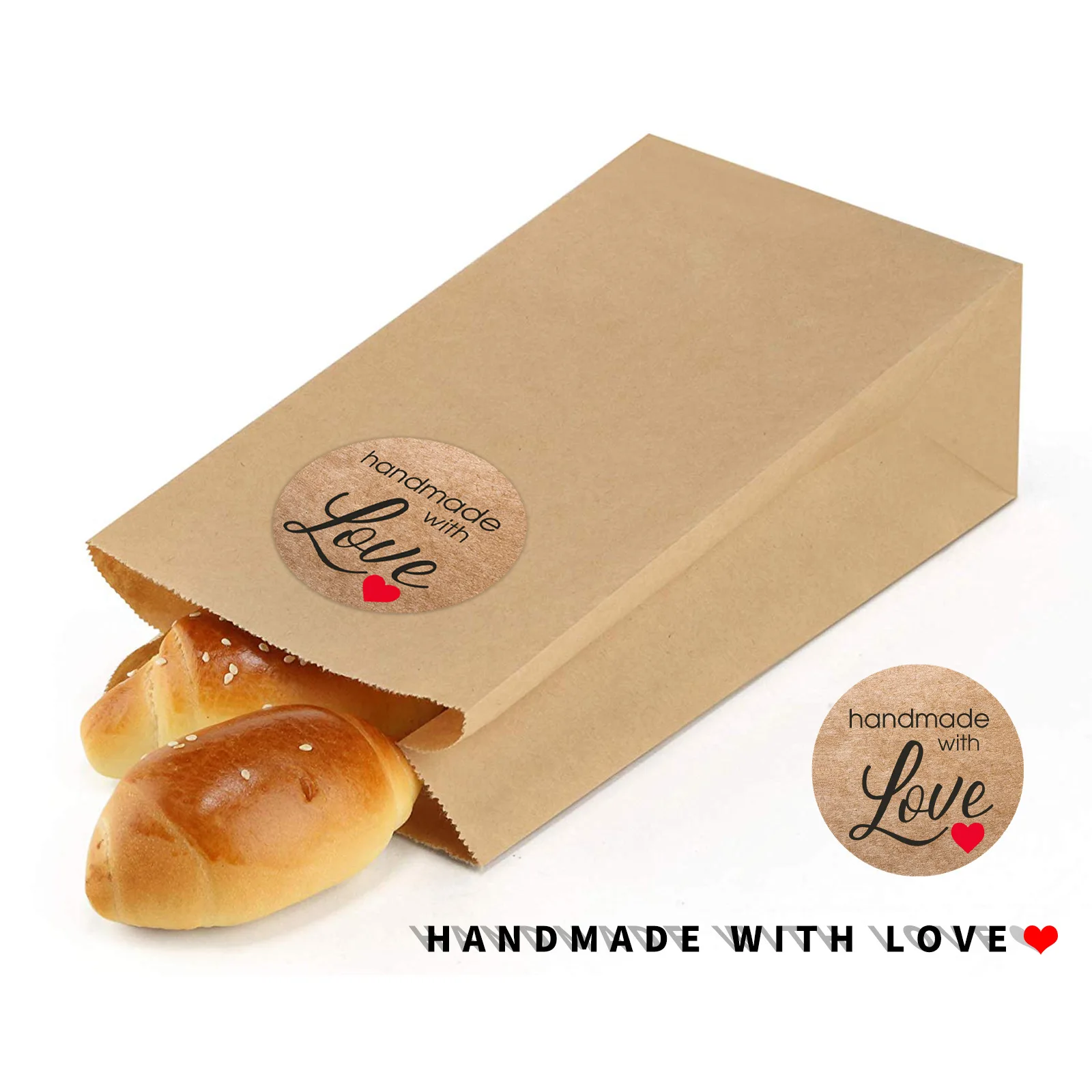 50-500pcs handmade with Love Stickers Baking label wedding sticker party label decoration envelope seal stationery black sticker