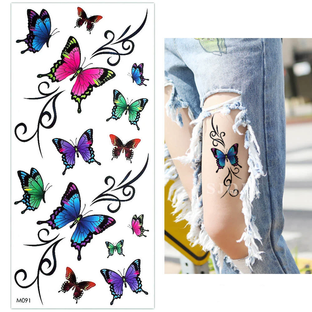 1 шт., водостойкая 3D тату-наклейка, Бабочка, пион, роза, цветок, цветная тату-наклейка, сексуальная леди, Реалистичная татуировка для руки - Цвет: o
