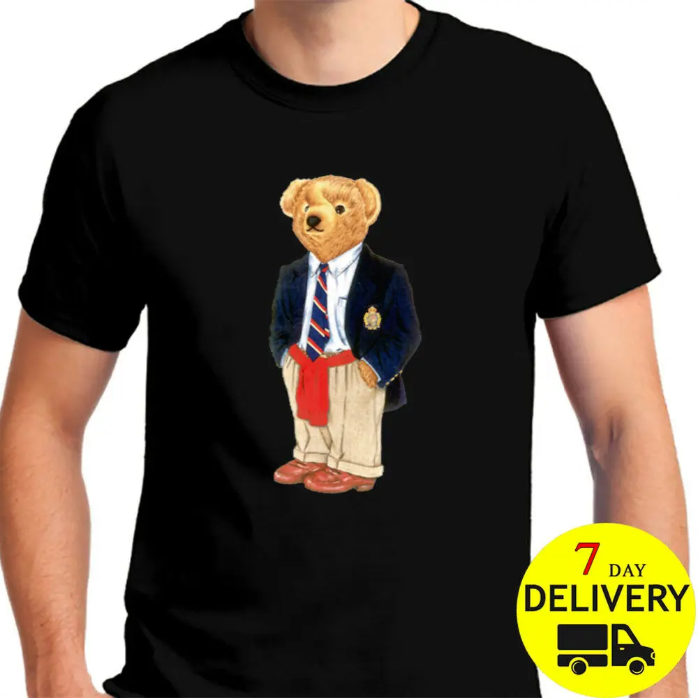 Ralph09889 Лорен Поло Медведь Мужская Gildan футболка черный хлопок размер S-3XL 100%