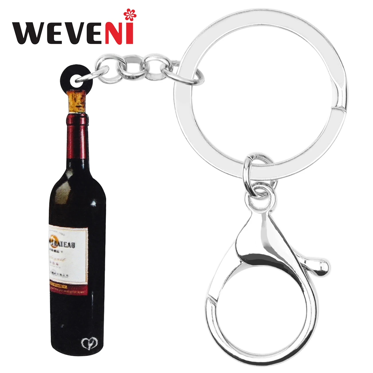 WEVENI Acrylic Wine Bottle Keychains Keyring Print Aesthetic Key Chain