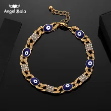 Ювелирные изделия в арабском стиле, браслет с голубым дьявольским глазом, большие подарки 18 К, золотой цвет, мусульманские исламские браслеты с подвесками для женщин