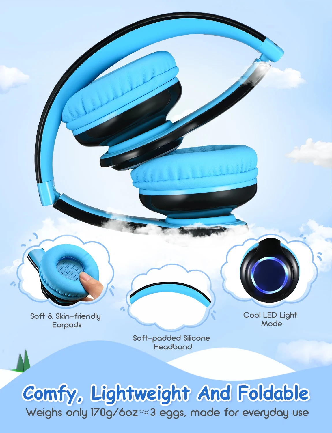 Беспроводные/Проводные детские наушники Mpow CH9 Bluetooth 5 0 Время проигрывания 15 часов