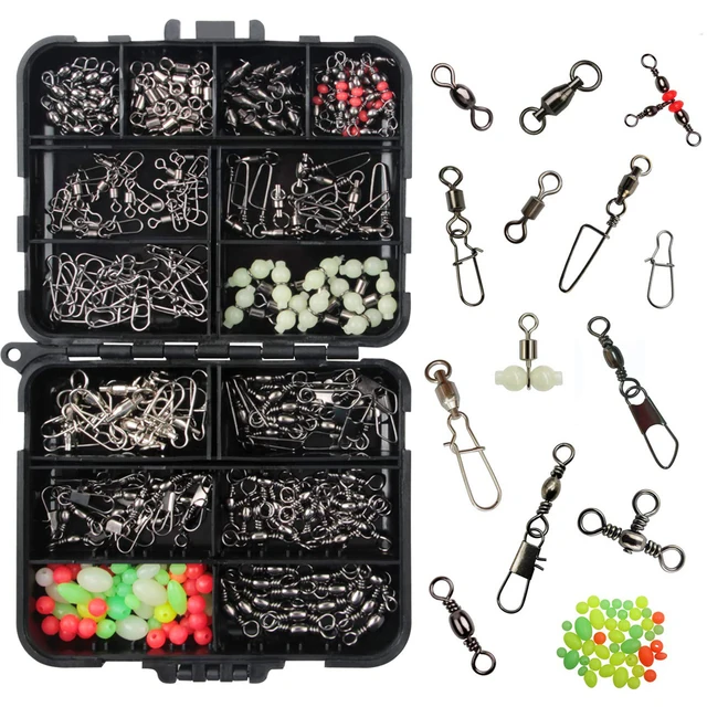 175Pcs/Box Fishing Swivel Kit Ball Bearing Swivel Snap Safety Snap High  Strength Fish Line Connector For Saltwater Freshwater - AliExpress