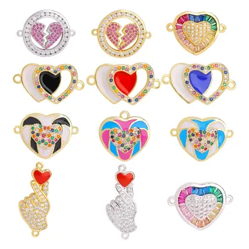 

JUWANG 2020 New Fashion DIY Jewelry Accessories Heart-shaped Charm Connectors For Necklaces Bracelets Making Supplies