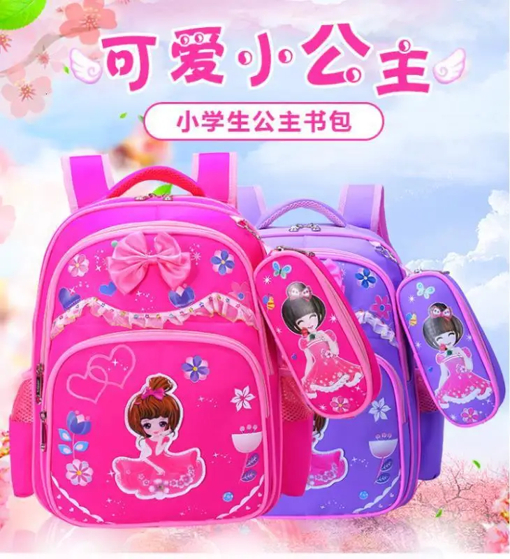 backpcak School bags Girls Primary Backpack Kids Orthopedic school Children princess schoolbags kids mochilas escolar infantil