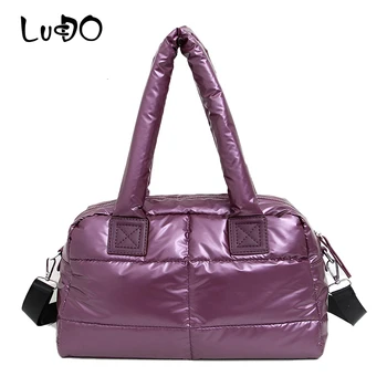 

LUCDO Winter Down Bag For Women 2020 New Space Cotton Air Handbags Quality Messenger Shoulder Bag Bolsa Feminina Sac A Main