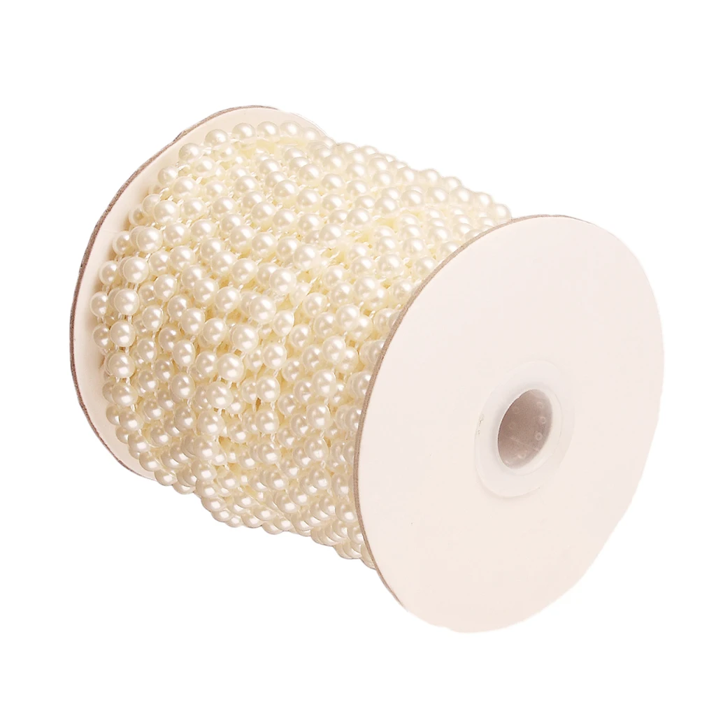 25M Roll Fishing Line Pearls String Beads Chain Garland Wedding Decoration Centerpieces ( Color : Beige )