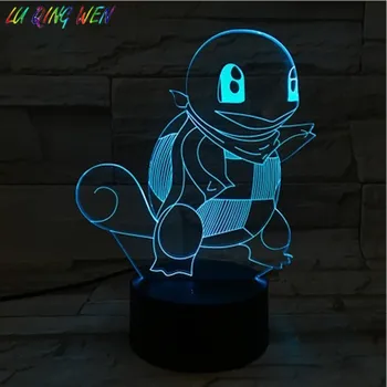 

lamp Go Squirtle Figure LED Night Light for Child Birthday Gift Bedside Decorative Acrylic Lamp Decor Night Lamp USB Squirtle