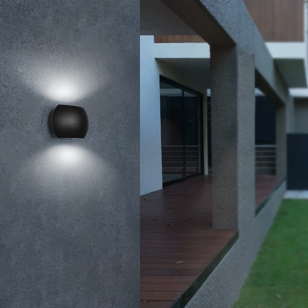 IP65 6W/10W 316Lm/361Lm Black Modern Indoor Outdoor Wall Sconces Light Lighting For Living Room Aluminum + Toughened Glass