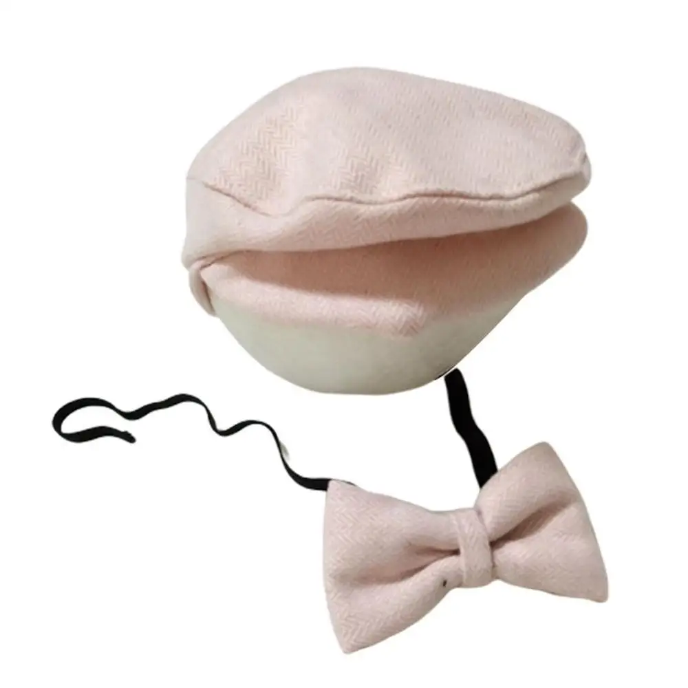 Шапка-бини для новорожденных, шапка с галстуком-бабочкой, реквизит для фотосессии, кепки для мальчиков - Цвет: A