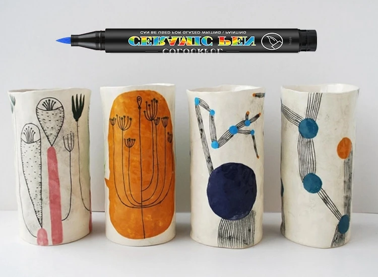 12/24 Farben Hochtemperatur-Markierungsstift-Set aus gebackener Keramik, Acrylfarbenstifte für Stein, Stein, Holz, extrafeine Pinselspitze – Detail 6