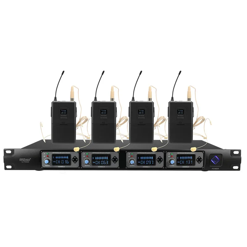 

LEORY 4 Channel UHF Stereo Wireless Monitor System Microphone System Digital In-Ear Monitor System for Performance