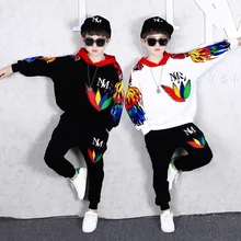 

Children's Wear Boys Suit Long Sleeve Sportswear Spring Autumn Handsome Kids Clothes HipHop Hoodies+Pants 2Pcs-Suit Streetwear