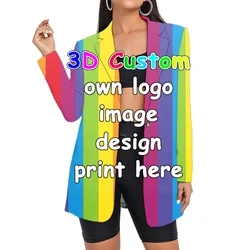 Ogkb personalizado 3d impressão blazer jaqueta feminina diy seu design pieture moda nova plus size senhora casaco dropshipping atacado