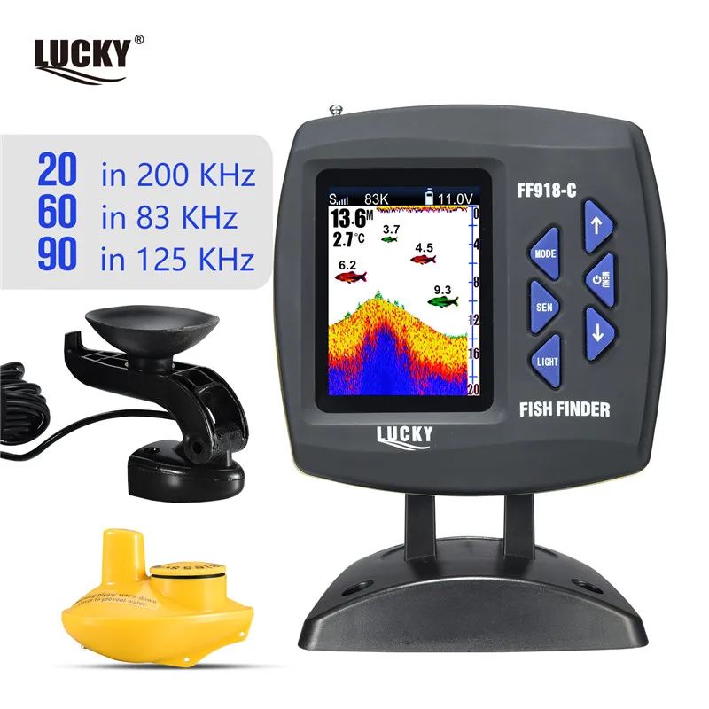 LUCKY 3.5"Dual Frequency Fish Finder Sonar Alarm 328ft/100m White LED Blacklight 