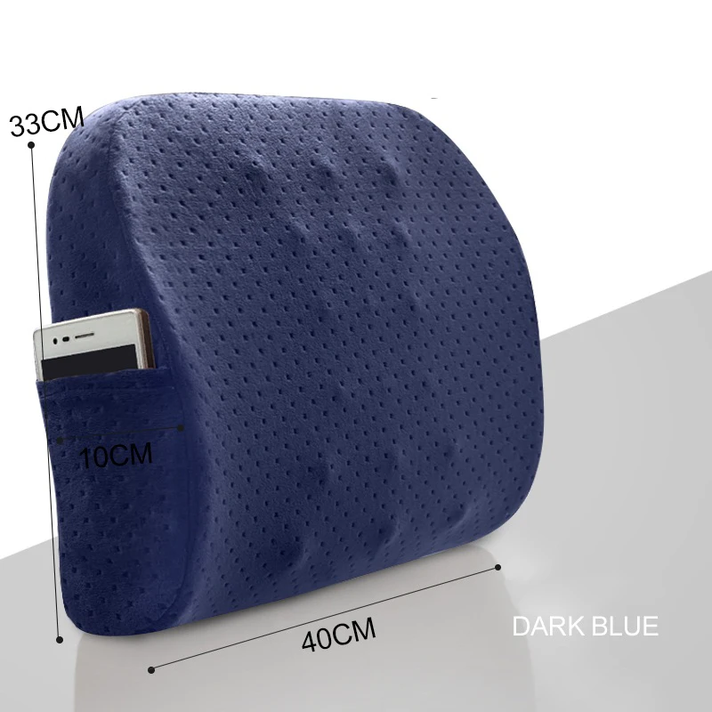 Поясничная поддерживающая Подушка для спины для стула домашняя Автомобильная Запоминающая пена поясничная Изогнутая конструкция для эргономики с подушкой для спины - Цвет: Dark blue