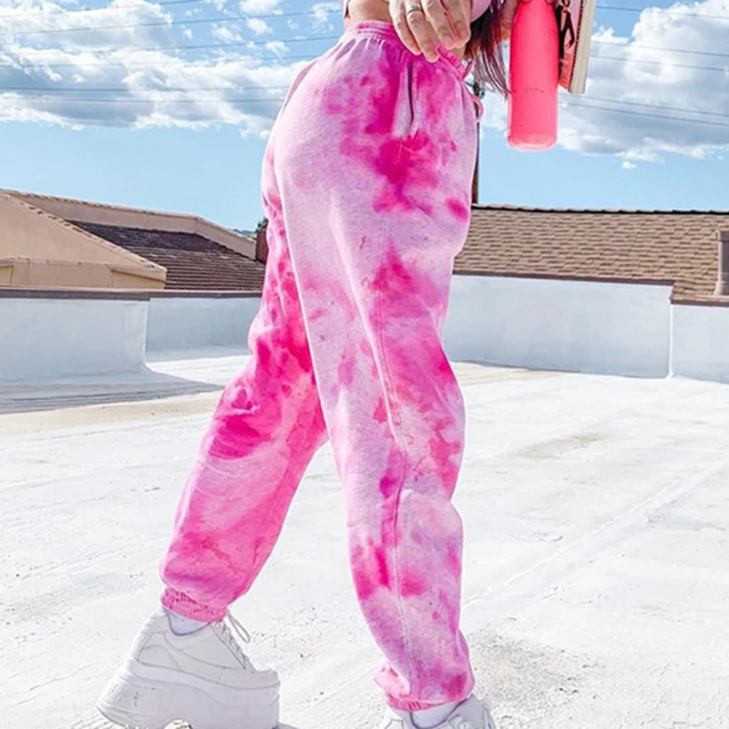 oversized Tie Dye pants Women Hip Hop Casual Loose Pants Lady Fashion Pink Trousers High Waist Baggy Pants oversized Tie Dye pants Women Hip Hop Casual Loose Pants Lady Fashion Pink Trousers High Waist Baggy Pants