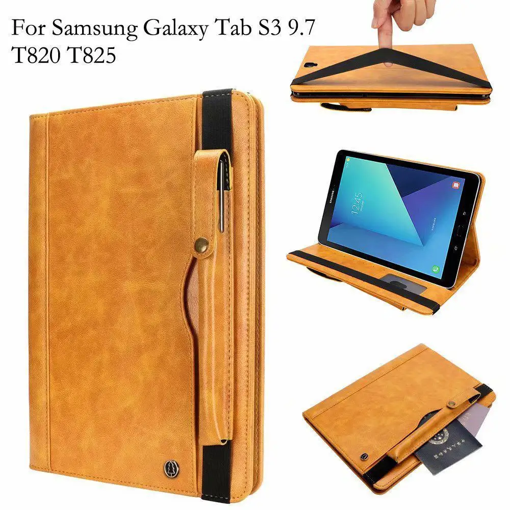 

For Samsung Galaxy Tab S3 9.7 inch Flip Case T820 T825 Cover Retro Business Tablet Leather Wallet With Stand Card Slots Cases