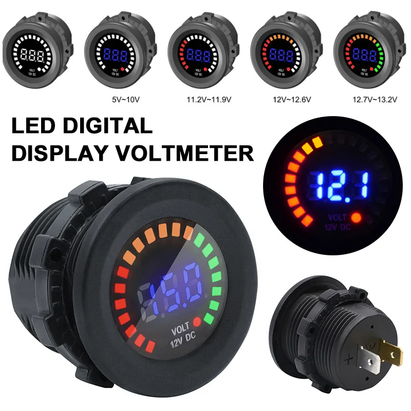 Вольтметр цифровой измеритель напряжения Мини датчик напряжения мотоциклы водонепроницаемый DC 12 В IP65 Универсальный
