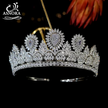 

Baroque luxury crystal big drop bridal tiara crown beauty pageant crown headband wedding hair accessories non-fading jewelry