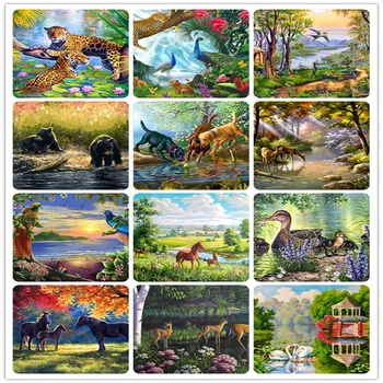 

Nature Animals Oil Painting By Numbers Cheetah Deer Picture For Adults Paints By Number Canvas Painting Kits DIY Gift Home Decor